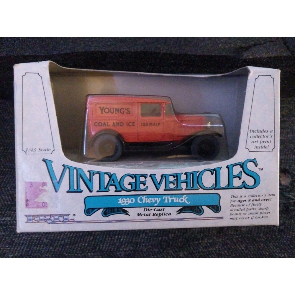 ERTL Vintage Vehicles- 1930 Orange Chevy Truck - Youngs Coal and Ice - New